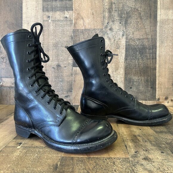 Double H 975 Vintage Cap Toe Black Jump Boots Mens 8 D - Picture 5 of 12